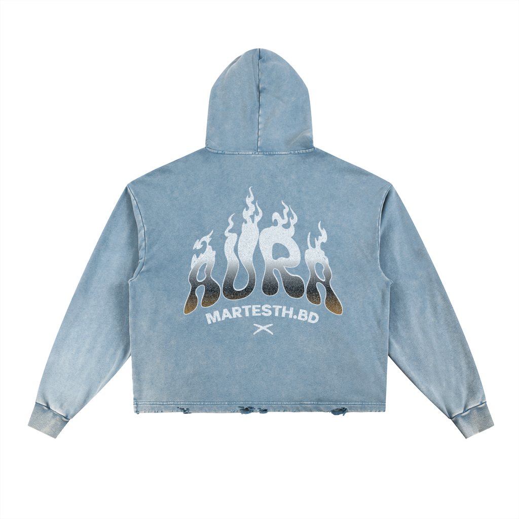Vintage Washed Frayed-Hem Hoodie