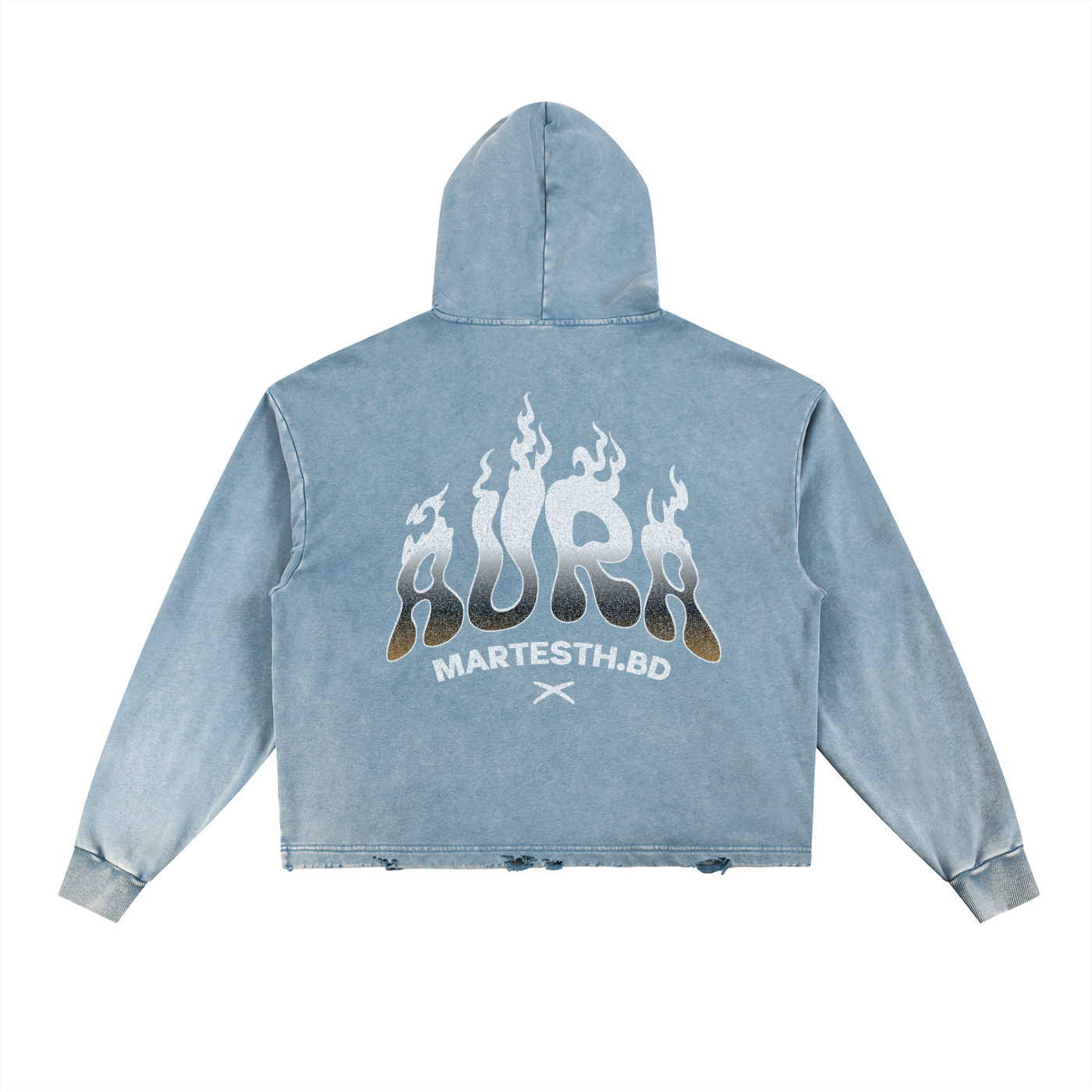 Vintage Washed Frayed-Hem Hoodie