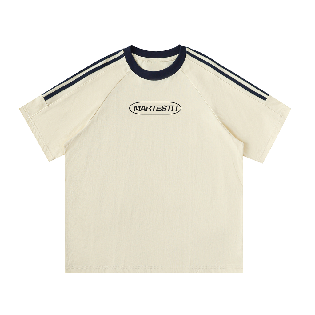 Contrast Tape Crewneck Cotton T-Shirt