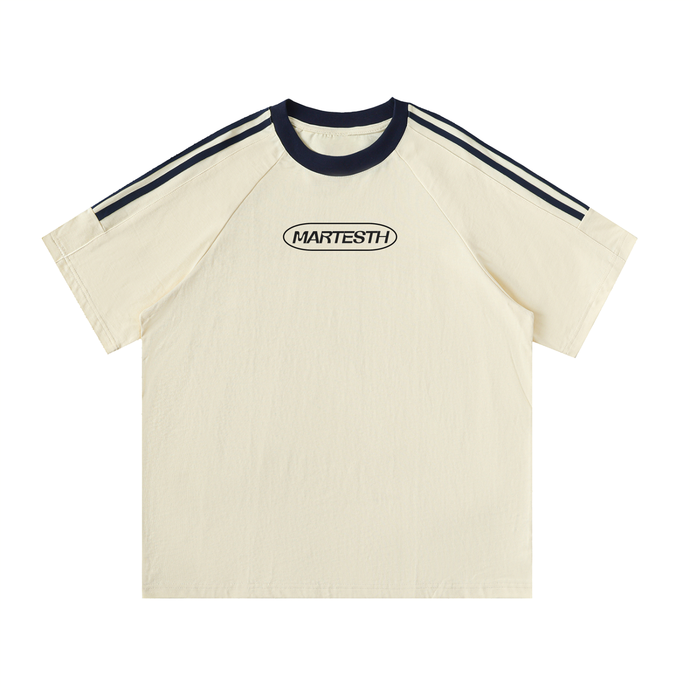 Contrast Tape Crewneck Cotton T-Shirt