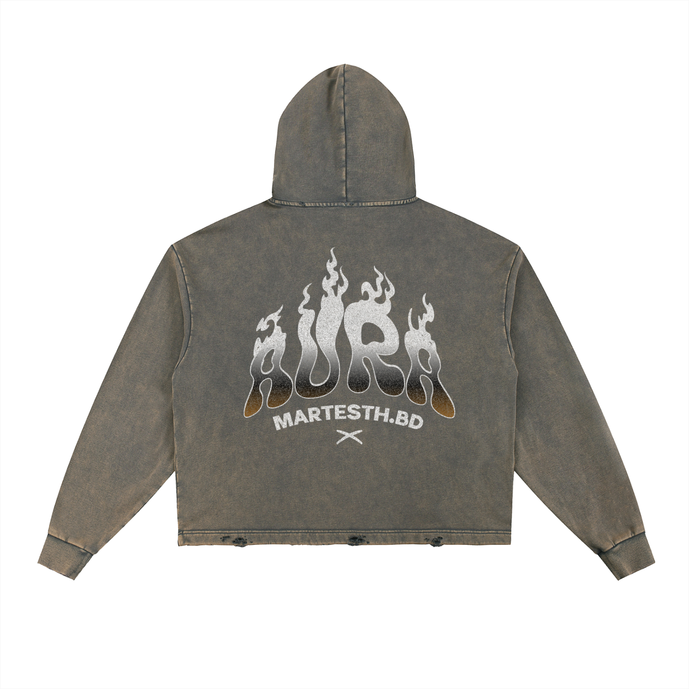 Vintage Washed Frayed-Hem Hoodie