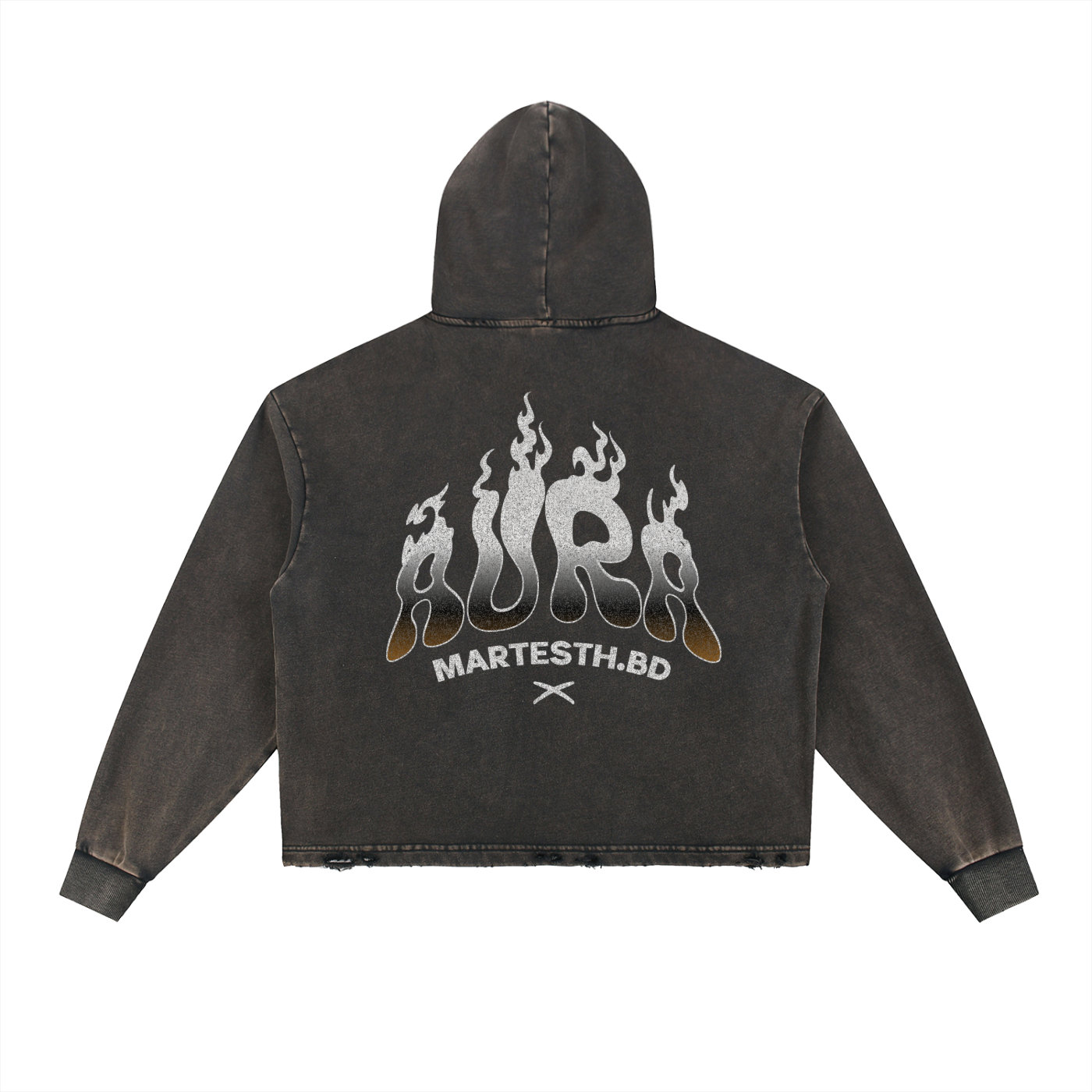 Vintage Washed Frayed-Hem Hoodie