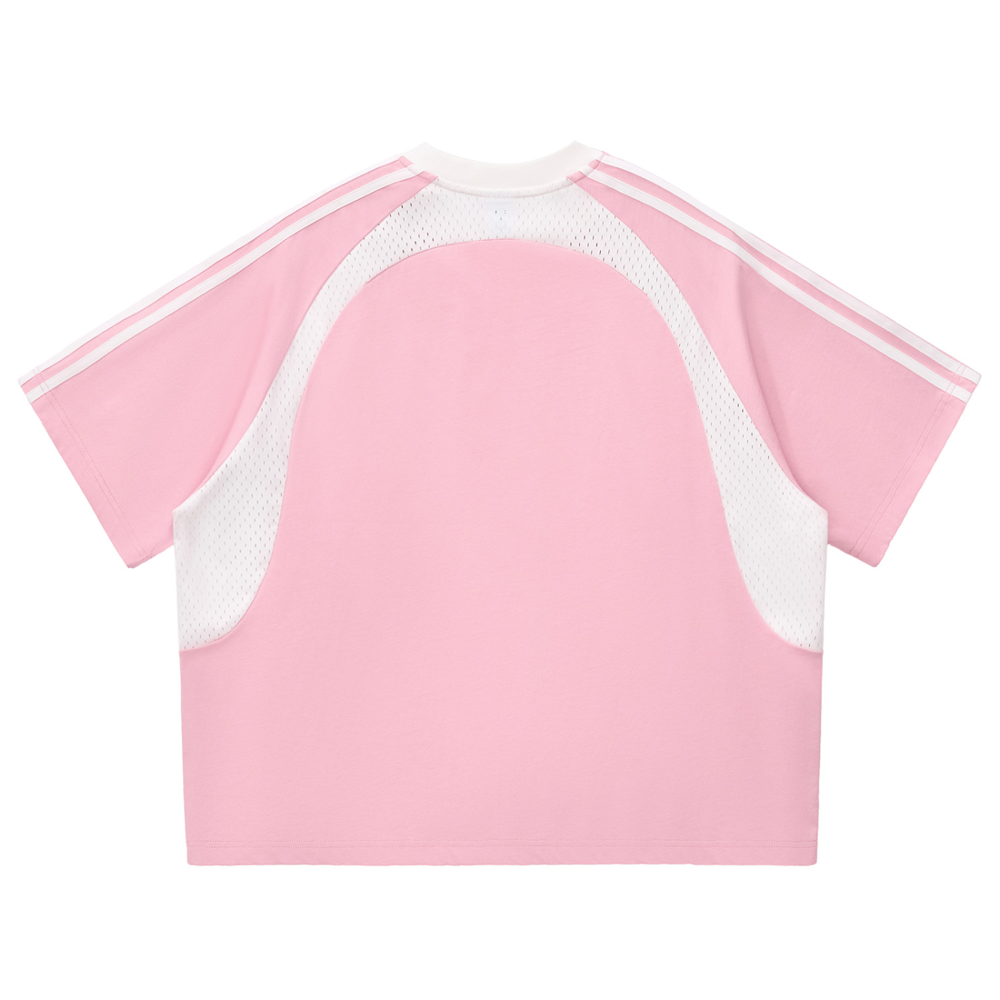 Contrast Stripes Panel Mesh T-shirt