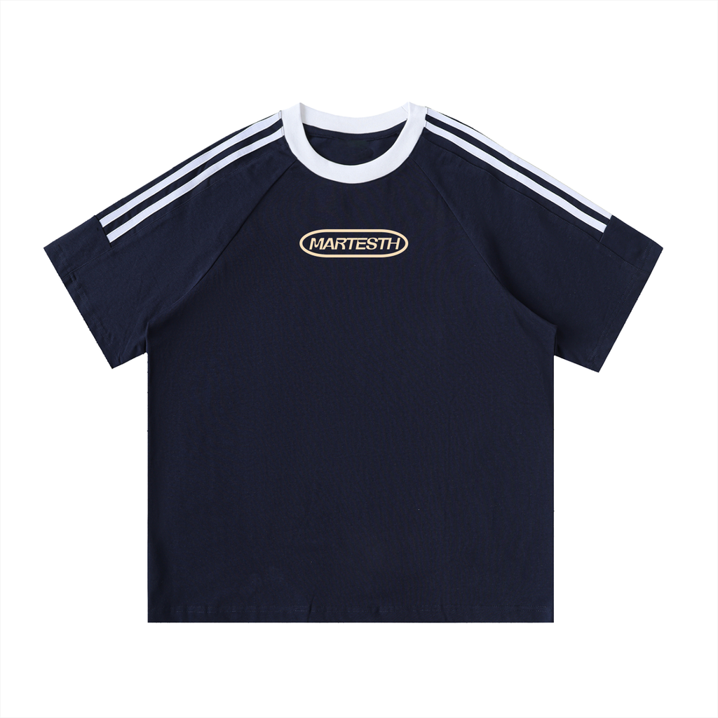Contrast Tape Crewneck Cotton T-Shirt