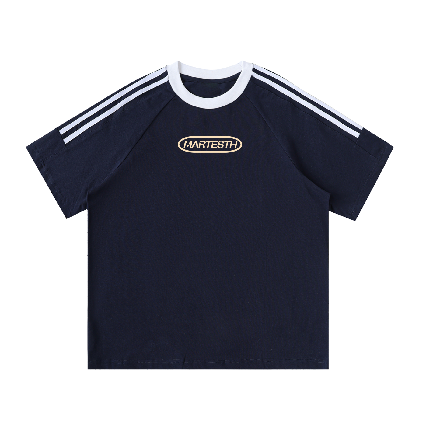 Contrast Tape Crewneck Cotton T-Shirt